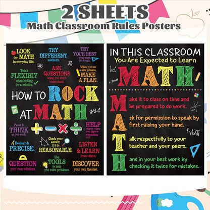 COCHIE Math Posters Set for Classroom Decorations, Back to School Math Class Rules Poster Wall Decor for Primary Elementary Middle High School Teacher Must Haves Supplies - 14 4/5"x11" - style: Math