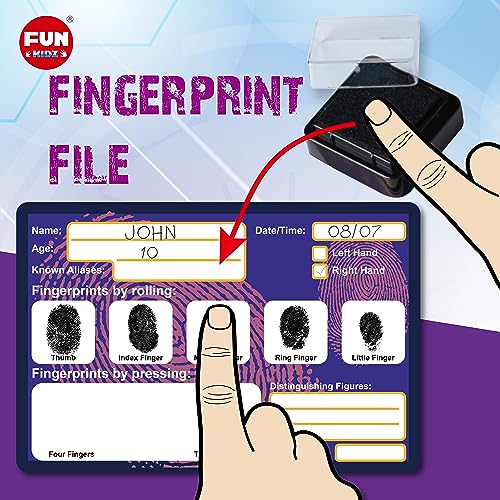 Detective Fingerprint Kit for Kids Ages 8-12, FunKidz Spy Gear Pretend Play STEM Science Kit Project with Crime Scene Investigations Educational Class Tools for Boys Girls