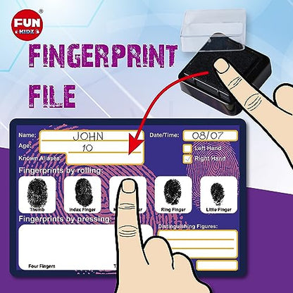 Detective Fingerprint Kit for Kids Ages 8-12, FunKidz Spy Gear Pretend Play STEM Science Kit Project with Crime Scene Investigations Educational Class Tools for Boys Girls