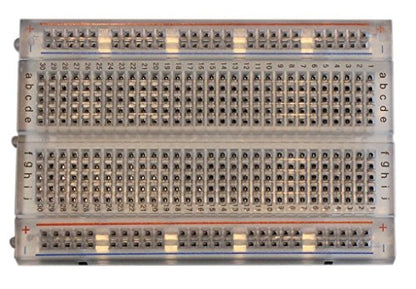 BB400T Transparent Solderless Plug-in BreadBoard, 400 tie-Points, 4 Power Rails, with Metal Backing Plate, 3.3 x 2.2 x 0.3in (84 x 55 x 9mm)