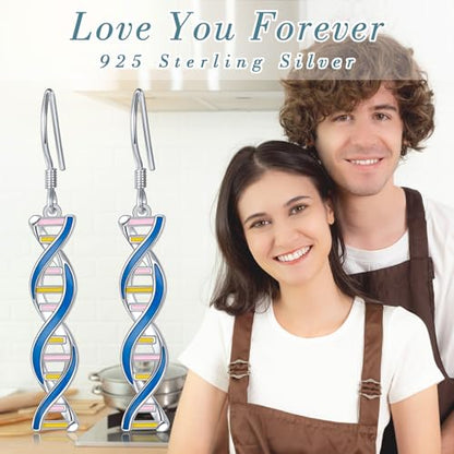 Sterling Silver DNA Double Helix Chemistry Science Biology Earrings