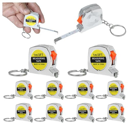 10 Pcs Mini Tape Measure, 3FT/1M Retractable Pocket Etractable Mini Measuring Tape Keychains with Stable Slide Lock for DIY Projects Office Home Project Daily Use
