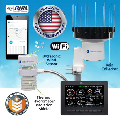 Ambient Weather WS-5000 Ultrasonic Smart Weather Station with AWN+ Included - style: 1yr AWN+ w/ Display Console + Ultrasonic