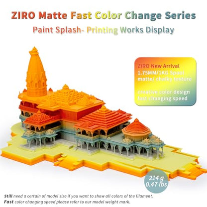 ZIRO 3D Printer Filament PLA, Fast Color Change Matte, 1KG Paint Splash - color: Paint Splash (Matte)