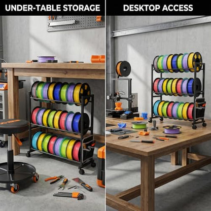 3D Printer Filament Storage Rack with Wheels,3 Tier Spool Holder