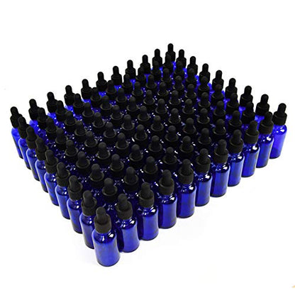 June Fox Glass Dropper Bottle,99 Pack 1oz Blue Glass Bottles with Droppers and Black cap for Essential Oils, Lab Chemicals, Perfumes - color: Blue