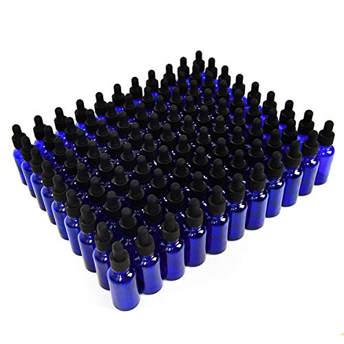 June Fox Glass Dropper Bottle,99 Pack 1oz Blue Glass Bottles with Droppers and Black cap for Essential Oils, Lab Chemicals, Perfumes - color: Blue