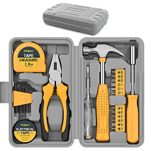 Hi-Spec Small Tool Kit Compact Set for Home and Office DIY, Yellow - color: Pale Yellow