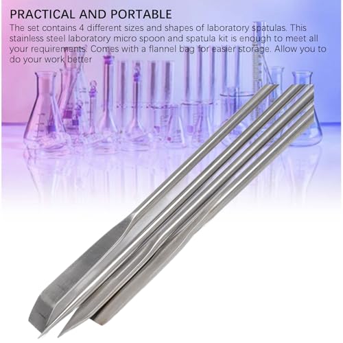 LiebeWH Lab Spatula Set, 304 Stainless Steel Micro Spoon & Scoop 4Pcs