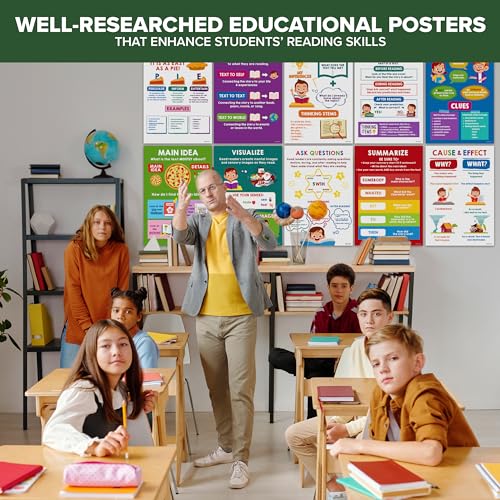 Decorably 12 ELA Reading Posters for Classroom Decor, 11x16in