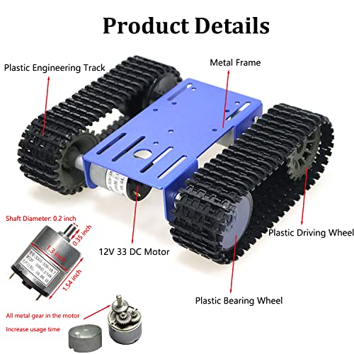 SmaringWing DIY Tracked Robot Chassis Smart Tank Car Chassis Kit with 2pcs Motor, Caterpillar Moving Robotic Tank Platform with Plastic Tracks for Arduino Raspberry Pie Microbit Python Steam (Blue) - color: Blue