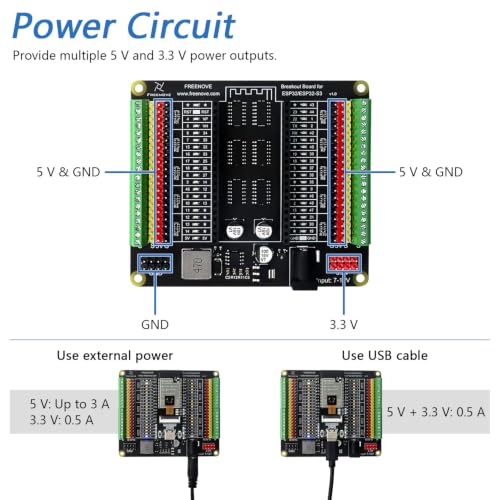 Freenove Breakout Board for ESP32 ESP32-S3 Development Board Protoboard - color: for ESP32 / ESP32-S3