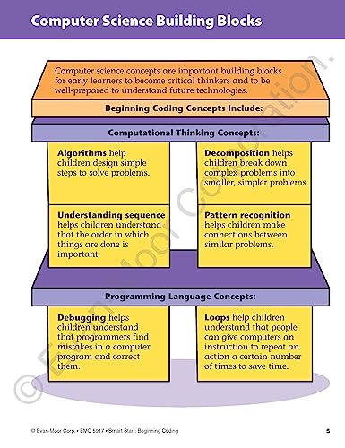 Evan-Moor Smart Start Beginning Coding, Grade PreK, Activity Workbook, Includes Stickers and Audio Read Along, Basic Skills, Critical Thinking, ... Beginning Coding Stories and Activities)