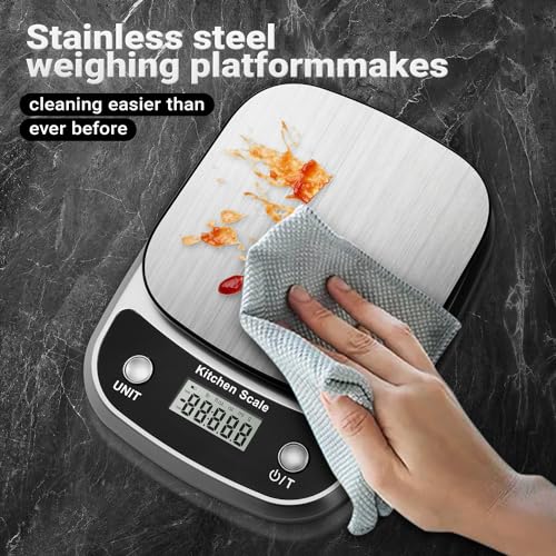 GRAM PRES Food Kitchen Scale Digital Weight Grams and Oz 10kg/1g - color: Silver-K1905-10kg
