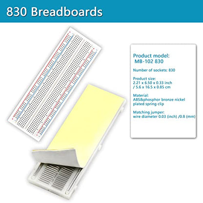 Upgraded Electronics Component Fun Kit Power Supply Module, Jumper Wire, 830 Breadboard, LED,Capacitor,Diode,Resistor,Transistor,Compatible Raspberry Pi, STM32 - size: Arduino starter kit -333pcs