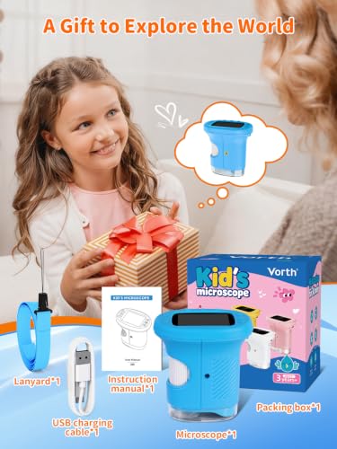 1000X Handheld Digital Microscope for Kids, 2.4" IPS Screen STEM Toys - color: Blue