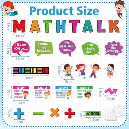 Pajean 85 Pcs Math Talk Bulletin Board Set Math Posters Classroom Decor - style: Math Talk