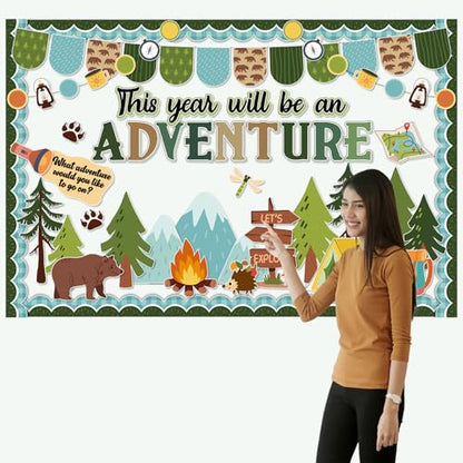Funrous Camping Bulletin Board Set Explore Adventure Classroom Decoration - style: Adventure