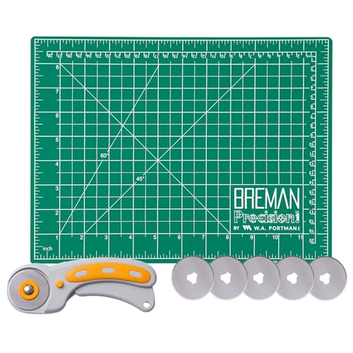 WA Portman 9x12 Self Healing Cutting Mat, Rotary Cutter, & 5 Rotary Blades - size: 9x12