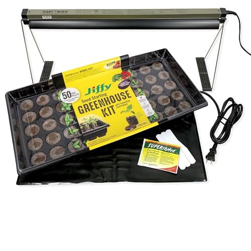 Ferry Morse Your Complete Indoor Seed Starting Kit Including Heat Mat, T5 Grow Light Fixture with 50 Cell 42mm Greenhouse - color: Complete Indoor Seed Starting Kit With 50 Cell 42mm Greenhouse