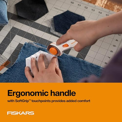 Fiskars 45mm Stick Titanium SoftGrip Rotary Cutter for Fabric & Sewing - color: Softgrip Stick, size: 45mm