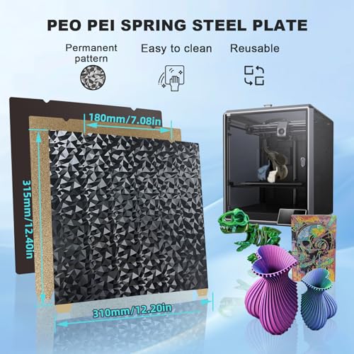 K1 Max Ender 3 V3 Plus Magnetic Build Plate 315x310mm, Smooth PEO Textured PEI Spring Steel Sheet with Magnetic Surface Plate for Creality K1 Max/Ender 3 V3 Plus - color: PEO with Magnetic Plate, size: 310x315mm