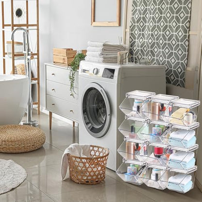 Yerliker 36 Pcs Clear Stackable Storage Bins with Lids for Pantry