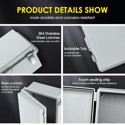 IP67 ABS Outdoor Electrical Junction Box Waterproof with Aluminum DIN Rail - color: Grey, size: 5.9"×3.9"×2.8"