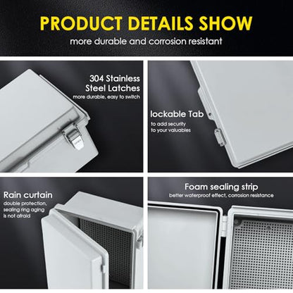IP67 ABS Outdoor Electrical Junction Box Waterproof with Aluminum DIN Rail - color: Grey, size: 5.9"×3.9"×2.8"