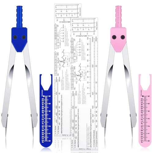 2 Pack Ekg Caliper Ruler Set Medical Measuring Tool Set, Pink and Blue - color: Pink and Blue