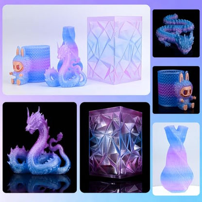 OVV3D Clear PLA Filament 1.75mm, 3D Printer Filament Translucent PLA, 1kg Spool, Transparent Filament Blue Purple Gradient Color Change Low Warping & No-Bubbles, +/- 0.02 mm, Fit Most 3D Printers - color: Translucent Galaxy