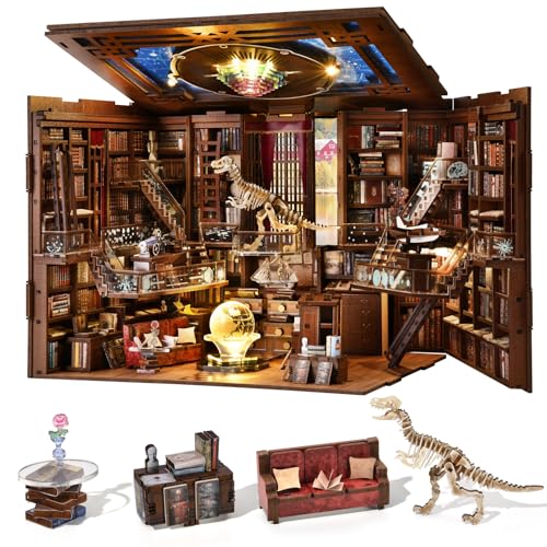 MiniCity Book Nook Kit, DIY Miniature Dollhouse Booknook Kit with Led Light and Dust Cover (Beyond Library Max) - color: Multicolor