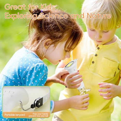 Microscope for Kids, SKYBASIC 2" IPS Screen 1000X Handheld Digital Microscopes HD Pocket Portable Mini USB Microscope Camera, PC Compatible, Science Edu Fun Birthday Gifts Toys for Children Students - color: White