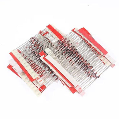 25 Values 250pcs 1W Zener Diodes Assortment Kit 3V 3.3V 3.6V 3.9V 4.3V 4.7V 5.1V 5.6V 6.2V 6.8V 7.5V 8.2V 9.1V 10V 12V 13V 15V 16V 18V 20V 22V 24V 27V 30V 33V Assorted Set