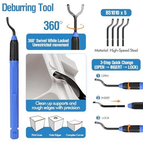 48PCS 3D Printer Tools, 3D Printer Tool Kit for 3D Printing Removing, Cleaning & Finishing, Includes Deburring Tool, Nozzle Cleaner, Scraper, Files, Wire Cutter, Craft Knife, Wrench & Tweezers - style: 48-Piece Kit