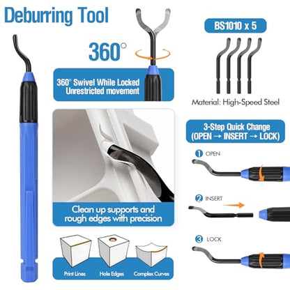 48PCS 3D Printer Tools, 3D Printer Tool Kit for 3D Printing Removing, Cleaning & Finishing, Includes Deburring Tool, Nozzle Cleaner, Scraper, Files, Wire Cutter, Craft Knife, Wrench & Tweezers - style: 48-Piece Kit