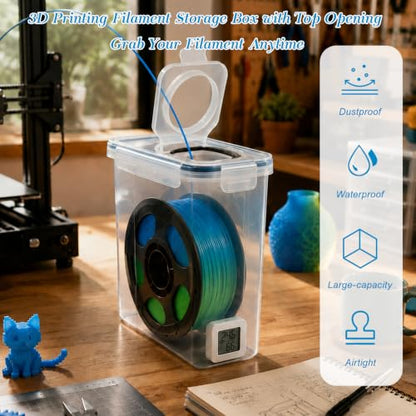 4PCS 3D Filament Storage Box Kit with Temperature & Humidity Monitor