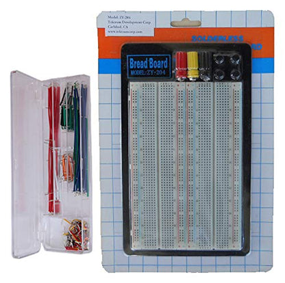 TEKTRUM SOLDERLESS Experiment Plug-in BREADBOARD KIT with PRE-Formed Solid Jumper Wires for Proto-Typing Circuit (1660 TIE-Points) - size: 1660 TIE-POINTS