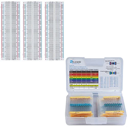 ELEGOO 3pcs Breadboard 830 Point & ELEGOO 17 Values 1% Resistor Kit