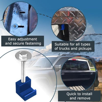Truck Tool Box Tie Down, Toolbox Mounting Kit, Universal Fit Toolbox Tie Downs Crossover with Screws and Washers, Upgraded J Hook Crossover Tool Box fit for Pickup Truck Tool Box Mount Tie Down - color: Blue