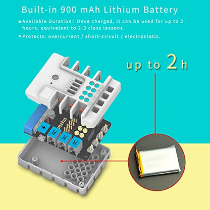 ELECFREAKS microbit Nezha Inventor Kit Planet X Starter Sensors with 40+ Learning Projects and 400+ Bricks, Micro:bit NeZha Expansion Board with 900mAh Lithium Battery(Without Micro:bit)