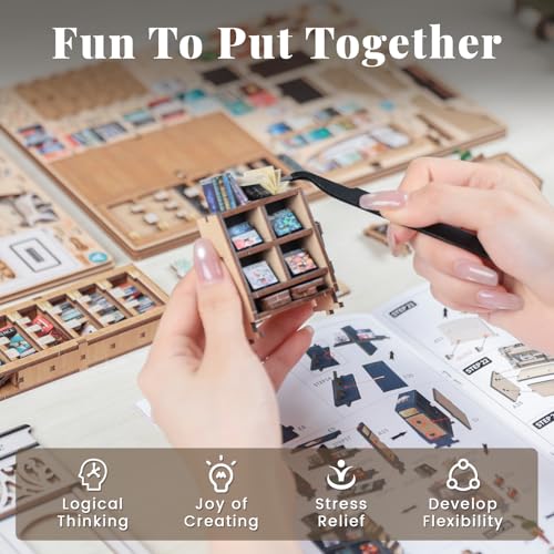 CUTEBEE Book Nook Kit for Adults, Cat Miniature House Kit, Adult Craft Gift - color: The Scholar's Bookstore