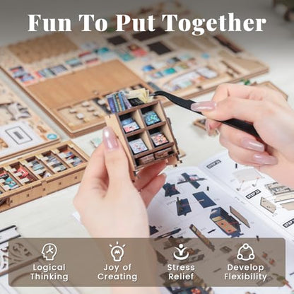 CUTEBEE Book Nook Kit for Adults, Cat Miniature House Kit, Adult Craft Gift - color: The Scholar's Bookstore