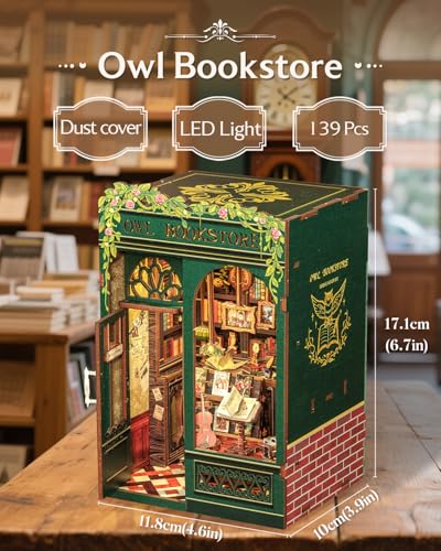 CUTEBEE Book Nook Kit, DIY Miniature House Kits for Adults, Owl Bookstore - color: Colorful