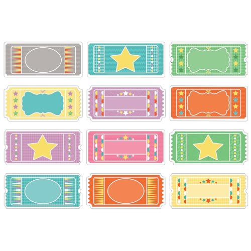 Carson Dellosa – Up & Away Tickets Colorful Cut-Outs, Classroom Décor, 51 Pieces - size: Regular, style: Tickets
