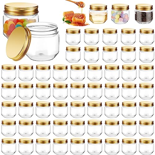 Tanlade 60 Pcs 3 oz Clear Plastic Mini Mason Jars with Lids, Gold - color: Gold