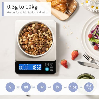 KitchenTour Digital Kitchen Scale 10kg/22lb ; Food Scale 0.1g Precision