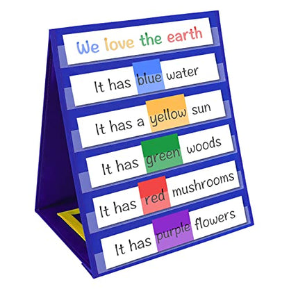 Magnetic Desktop Tabletop Pocket Chart Stand, Double Sided Small Pocket Chart for Classroom Home (15" X 12.5") - color: Easel Stand
