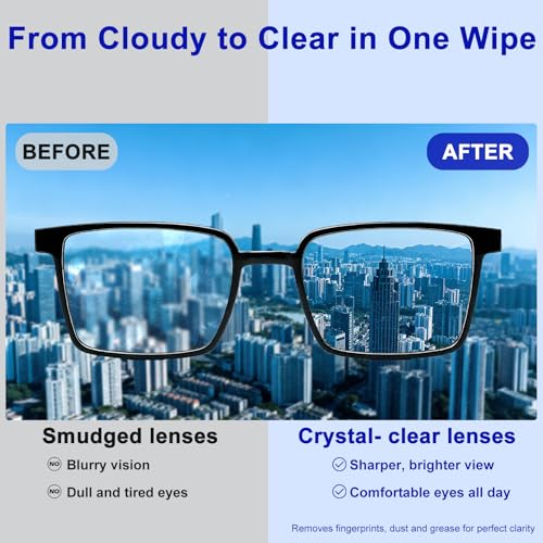 ARCHXX 400 Count Lens Wipes for Eyeglasses, +1 Clip-On Pouch Microfiber Lens Cleaner, Individually Wrapped Pre-Moistened Eye Glasses Cleaner Wipes for Glasses, Sunglasses, Camera Lenses, Streak-Free