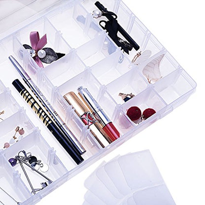 Gospire 36 Grids Clear Plastic Jewelry Box Organizer with Removable Divider - color: Clear-36 Grids